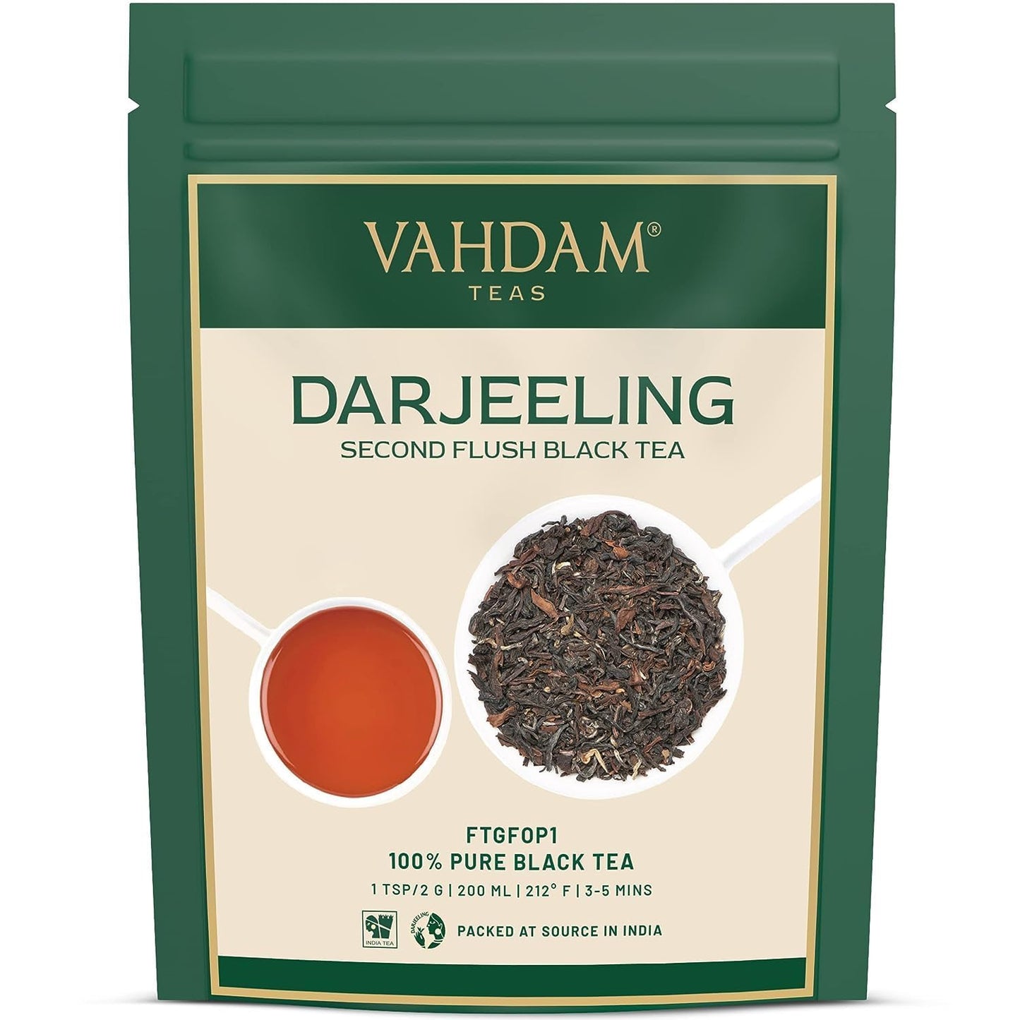 Vahdam, Darjeeling Tea Leaves From Himalayas 340G (170+ Cups) Pure Unblended Darjeeling Black Loose Leaf Tea | Packed & Shipped Direct From Source In India