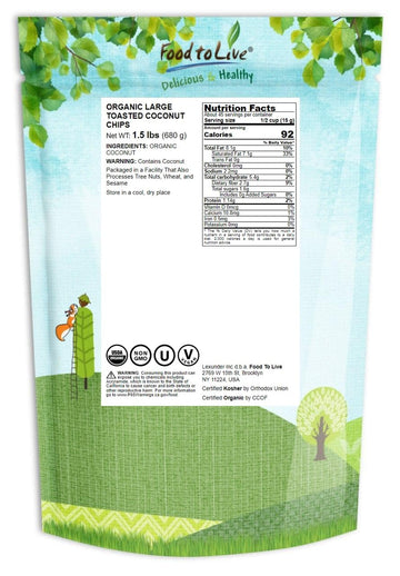 Food To Live - Organic Toasted Coconut Chips, 1.5 Pounds - Non-Gmo, Desiccated Coconut Flakes, Unsweetened, Unsulfured, Vegan, P