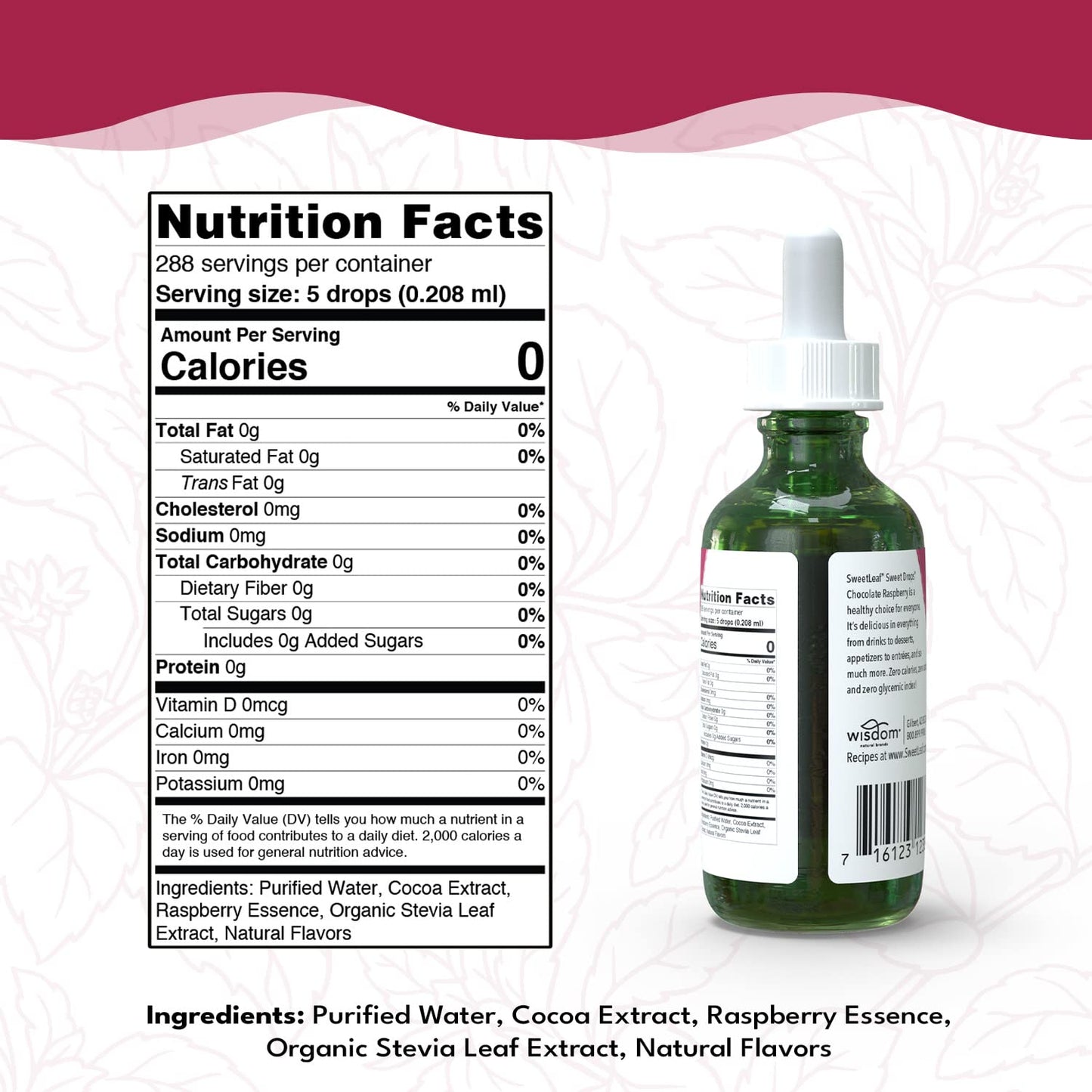 Sweetleaf Stevia Liquid Sweet Drops - Chocolate Raspberry Flavored Drops, Stevia Liquid Sweetener, Zero-Calorie, Sugar-Free Syru