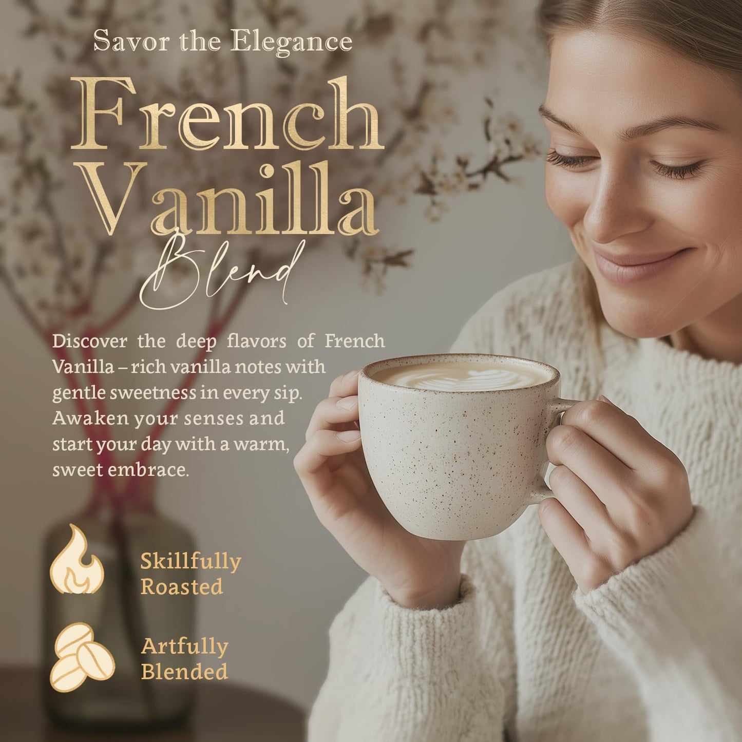 French Vanilla Whole Bean Coffee - Naturally Flavored, Organic, Single Origin, 100% Arabica, Medium Roast, Smooth And Aromatic -