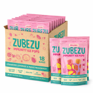 ZuBeZu Organic Immunity Ice Pops Case - Natural Support for Childrens Immune System with Elderberry, Vitamin C & D, and Zinc - N