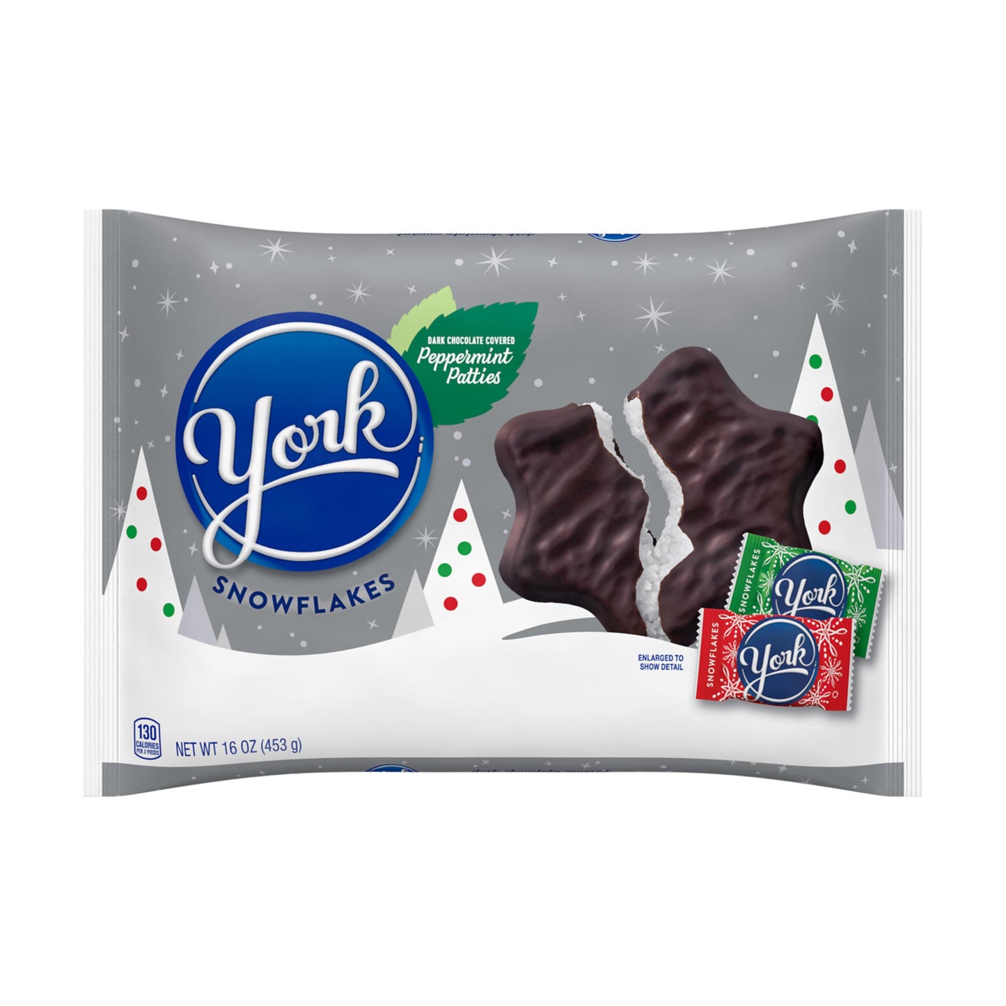 YORK Dark Chocolate Peppermint Patties Snowflakes  Christmas Candy Bag  16 oz
