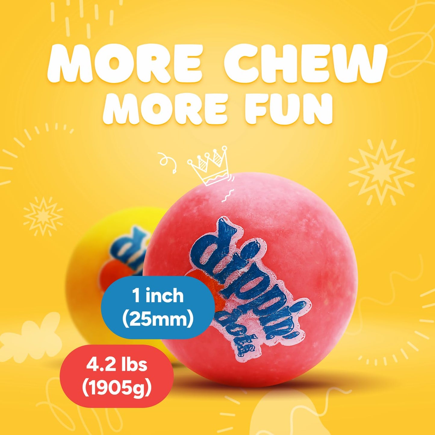 Gumballs For Gumball Machine - 1 Inch Candy Filled Gumballs - 4.2 Lb Gumball Machine Refills - 250 Pcs Candy Filled Large Gumbal