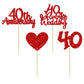 Gyufise 24Pcs 40Th Anniversary Cupcake Toppers Heart Cake Toppers Ruby Wedding Anniversary Heart Cake Decoration For 40 Years An