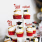 24Pcs Glitter Graduation Cupcake Toppers 2024 Red Cupcake Picks For Graduation Theme Decorations Class Of 2024