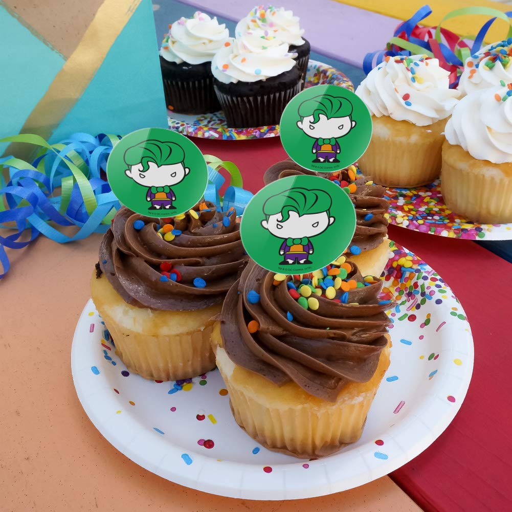 GRAPHICS & MORE Batman Joker Cute Chibi Cupcake Picks Toppers Set of 6, Multi, Acrylic, One Size