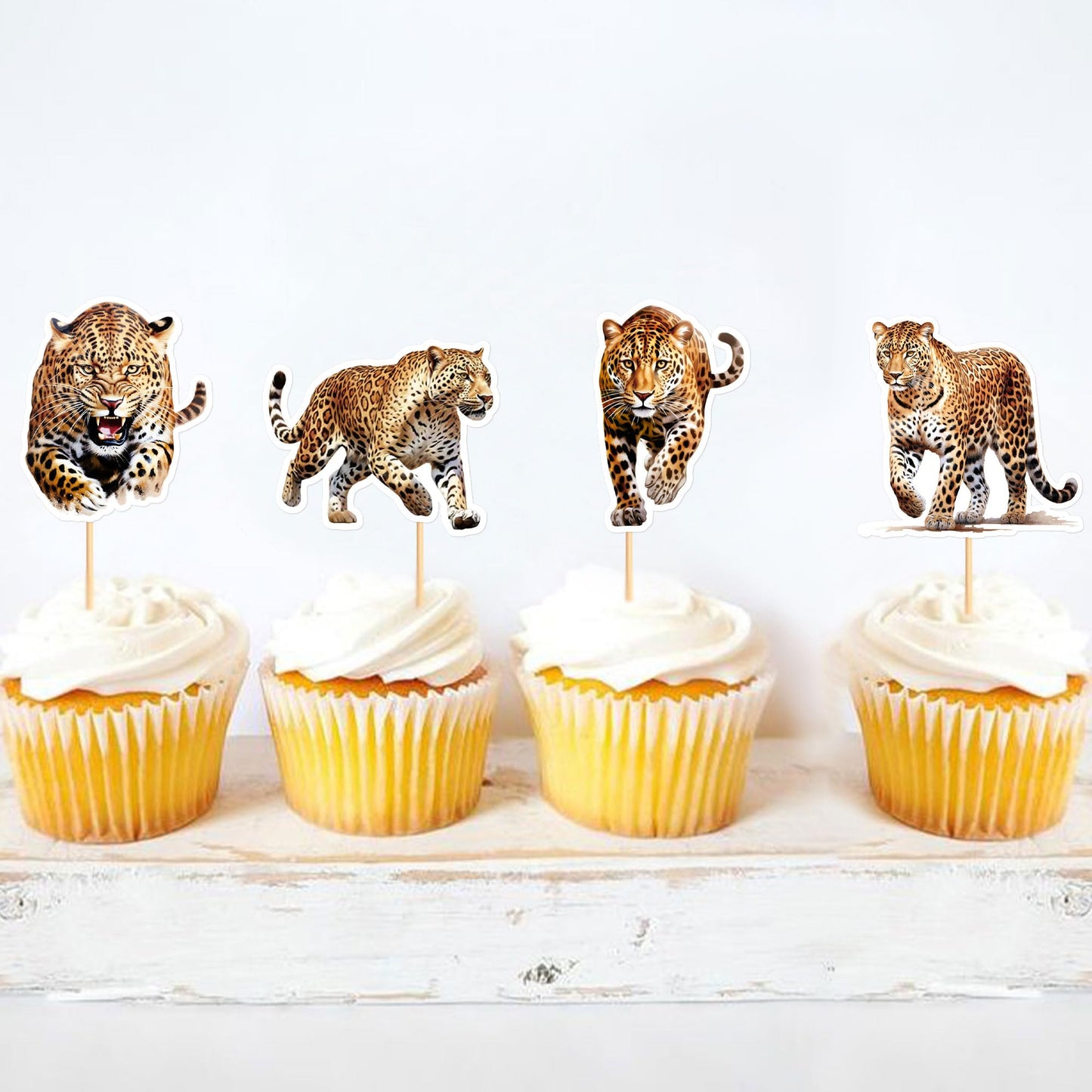 Ercadio 24 Pack Leopard Cupcake Toppers Leopard Cupcake Picks Animal Cupcake Picks Leopard Birthday Cupcake Decorations For Baby