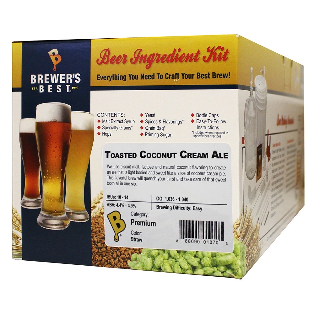 Brewers Best Home Brew Beer Ingredient Kit - Toasted Coconut Cream Ale - 5 Gallon - Model 1070 - Clear