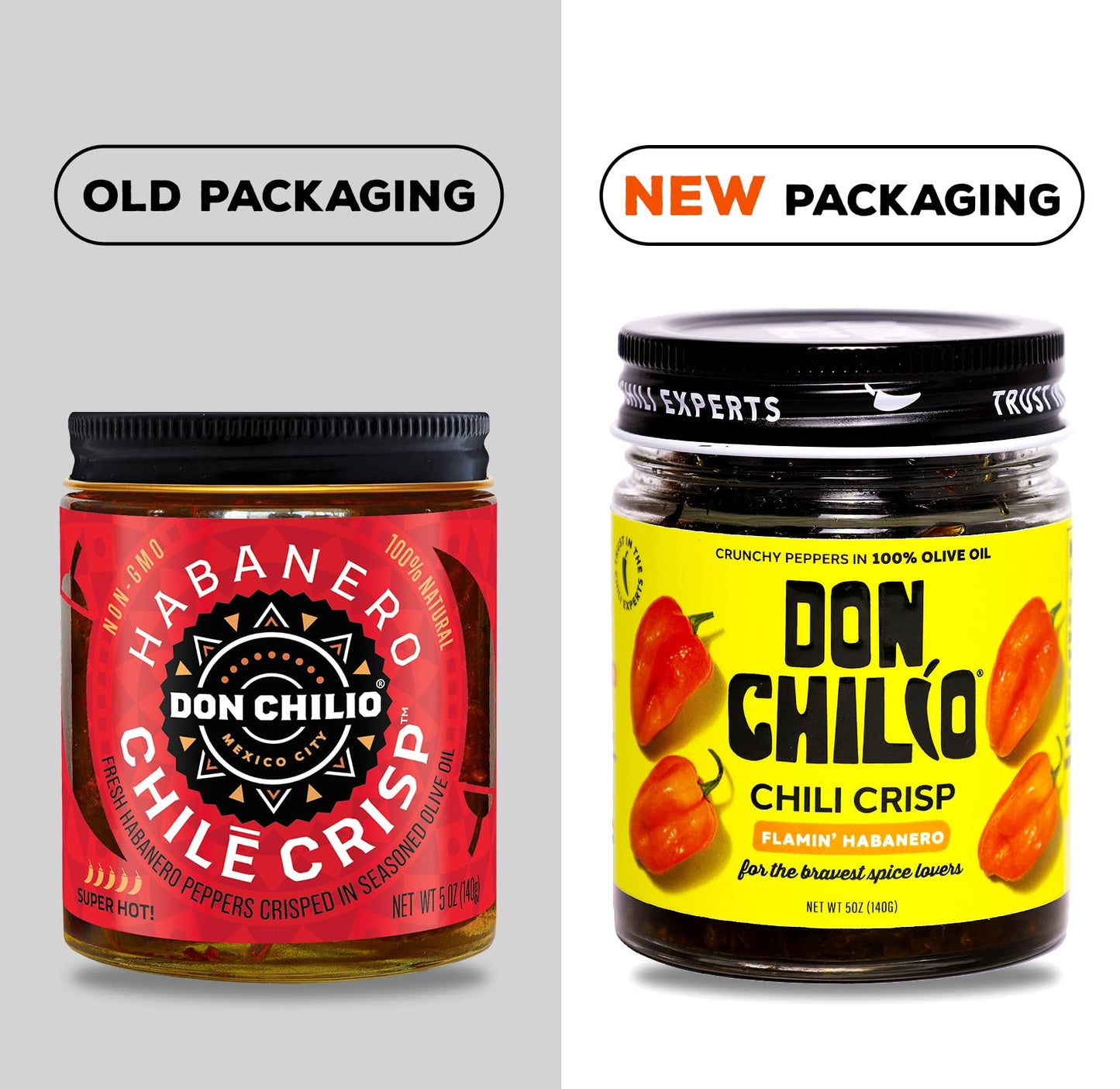 Don Chilio Hot Habanero Mexican Chile Crisp, 5 oz., 3 Pack - Crunchy Sliced Habanero Fried Chili Peppers in Hot Seasoned 100% Ol