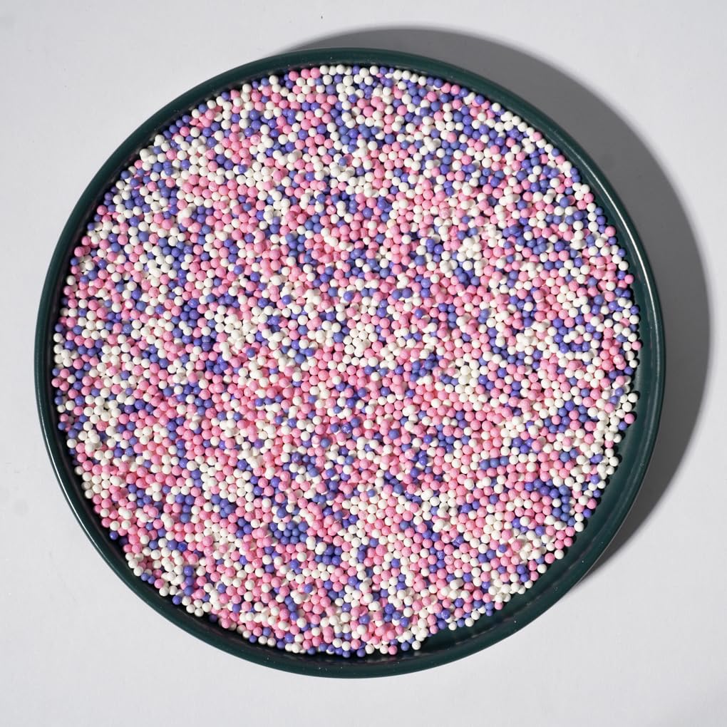 NIPEOR Nonpareils Sprinkles Edible Pearl Sprinkles 130g 2mm Pink Purple for Cake Decorating, Baking, Ice Cream, Cookies, Cupcakes