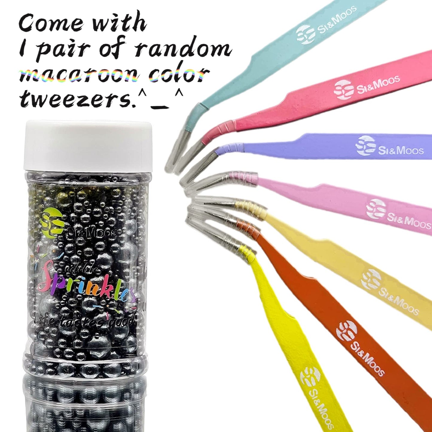 SE Si&Moos Black Edible Pearls Black Pearl Sprinkles for Cake Decorating Edible Cake Sugar Pearls Halloween Christmas Cookie Dec