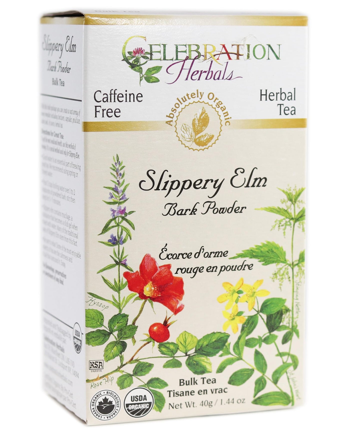 Celebration Herbals Slippery Elm Bark Powder Tea Caffeine Free 40g, 1.44 Ounce
