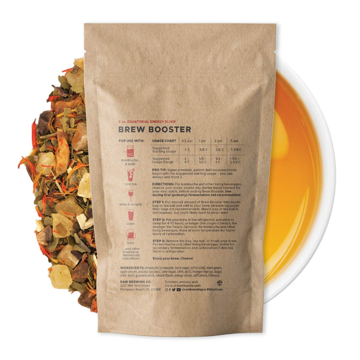 Raw Brewing Company Kombucha Brew Booster – Premium Botanical Flavoring Blend – 8 Ounce