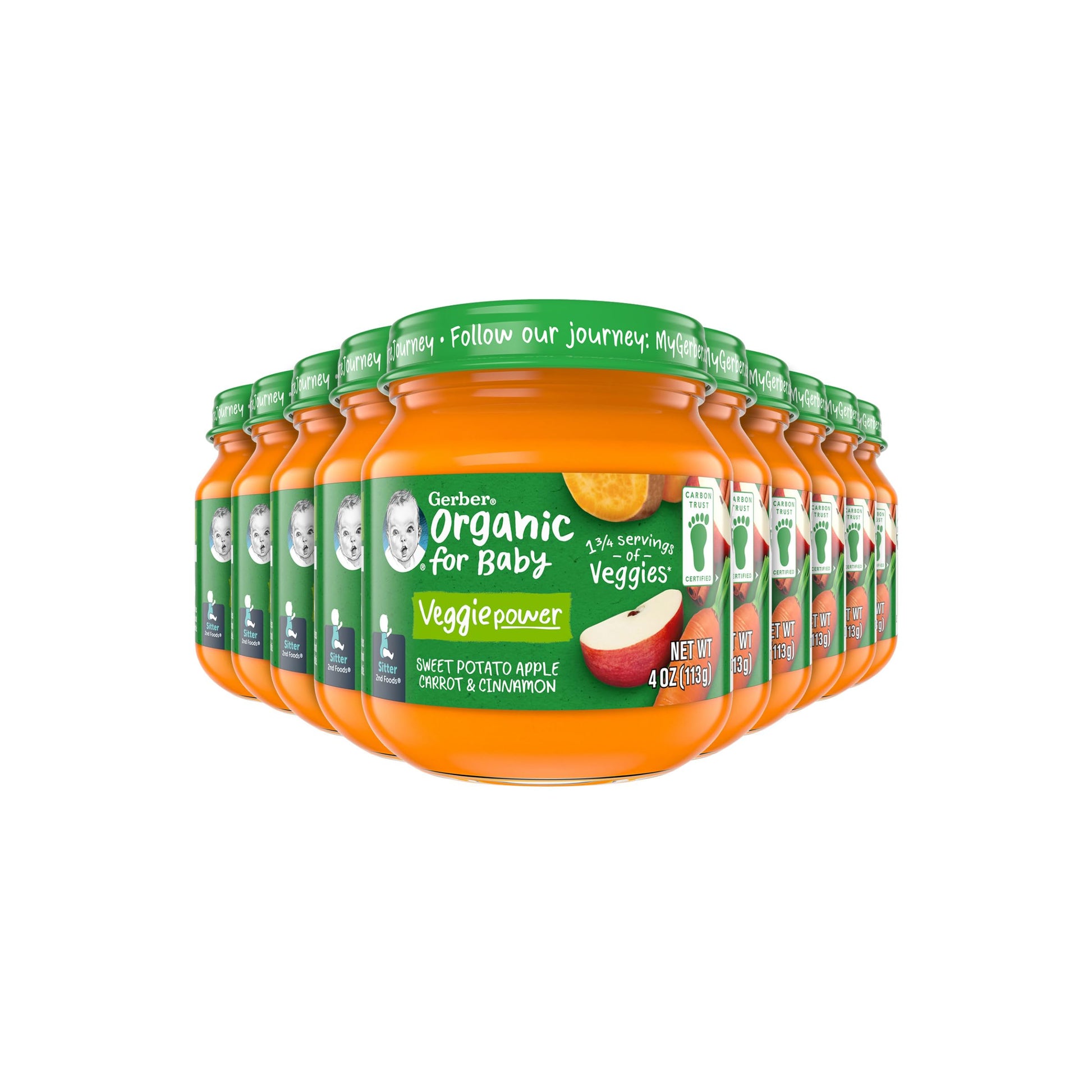Gerber 2Nd Foods Organic For Baby Baby Food, Sweet Potato Apple Carrot Cinnamon, 4 Oz Jar (10 Pack)