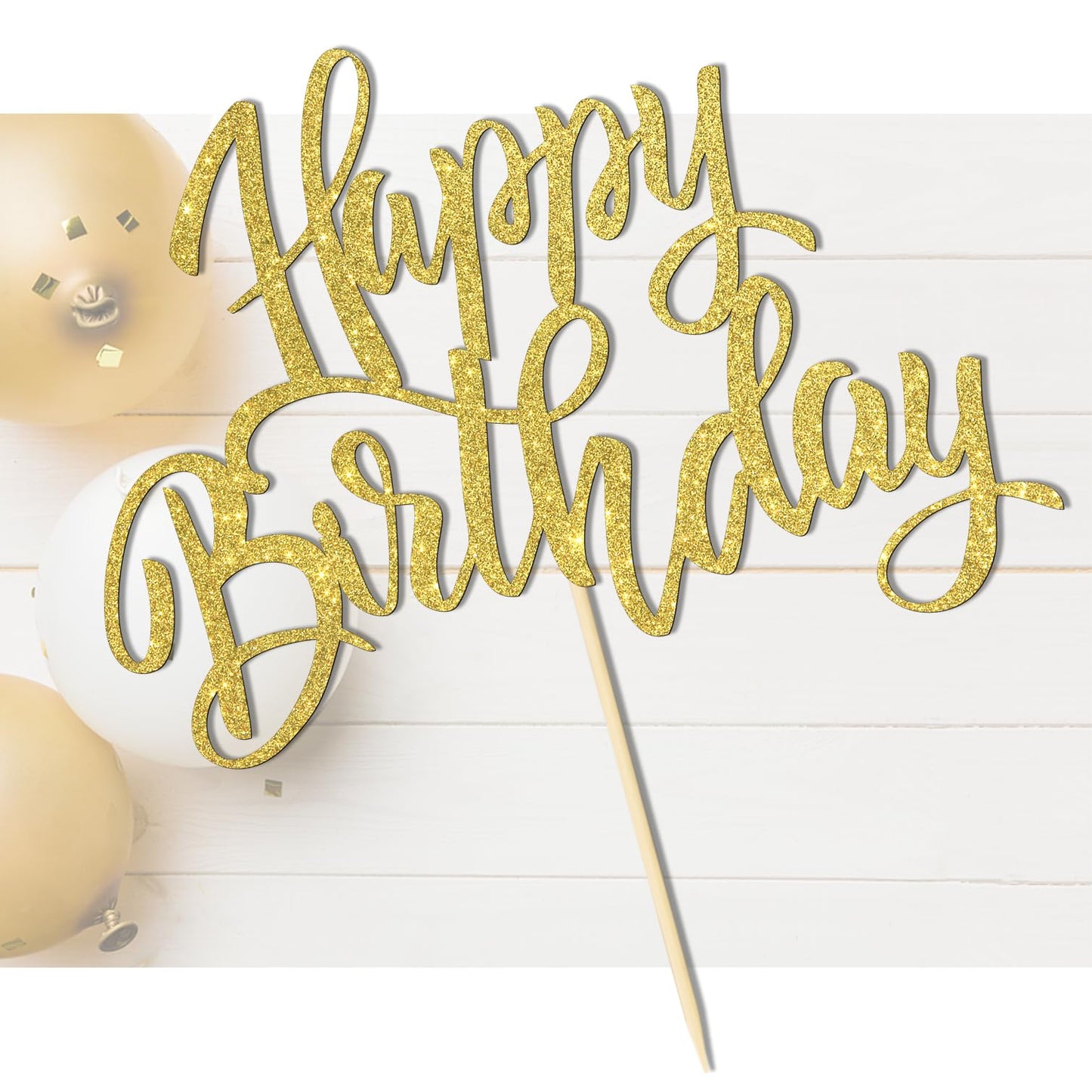Notbadsys Happy Birthday Cake Decorations, Gold Double-Sided Glitter Letters, Birthday Party Supplies, Cake Topper Decorations (Gold)