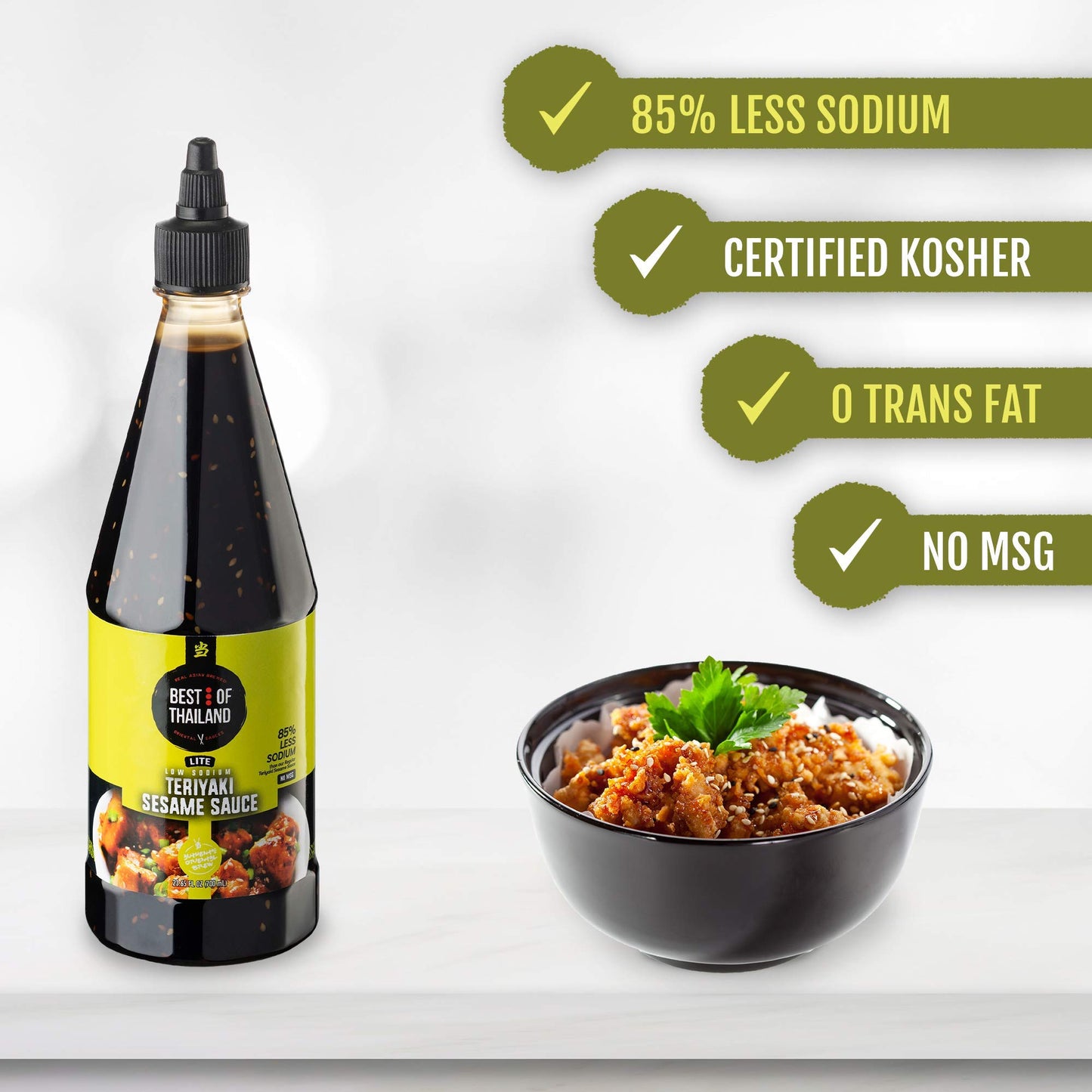 Best Of Thailand Sesame Teriyaki Soy Sauce Lite | 2 Bottles Of 23.63Oz Low-Sodium Authentic Asian-Brewed Marinade, Glaze, Salad