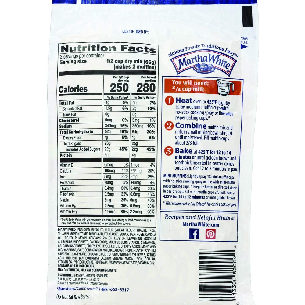 Martha White Pumpkin Spice Muffin Mix, 7 Ounce (Pack of 12)