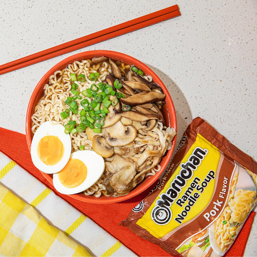 Maruchan Ramen Pork, Instant Ramen Noodles, Ready To Eat Meals, 24 Count