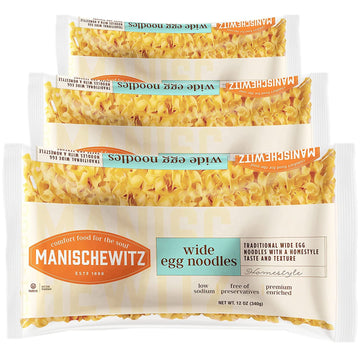 Manischewitz Wide Egg Noodles 12Oz (3 Pack) | Homestyle Taste & Texture, Premium Enriched, Low Sodium, No Preservatives