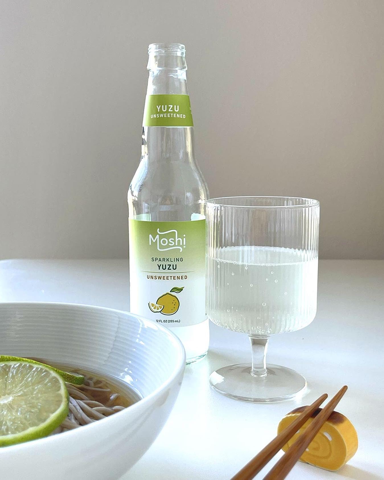 Moshi Sparkling Drinks - Unsweetened Yuzu Flavor - 12 Fl Oz (Pack of 12)