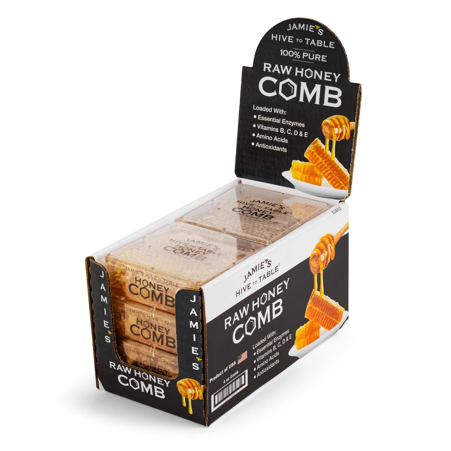 Jamie's Hive To Table 100% Raw Honeycomb, 72 Oz (Pack of 6) - All-Natural Pure Georgia Honeycomb - Fresh Georgia Honeycomb with 