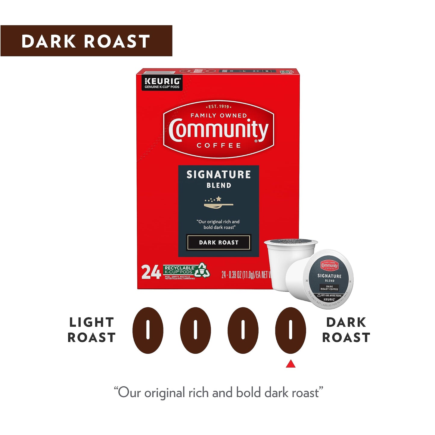 Community Coffee Signature Blend Dark Roast Coffee Pods, 60 Count, Compatible with Keurig 2.0