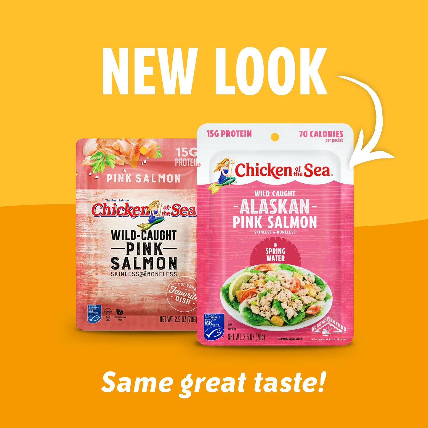 Chicken of the Sea Alaskan Pink Salmon, 2.5 oz. Packets (Box of 12), Wild Caught Salmon, Skinless & Boneless, Low Sodium