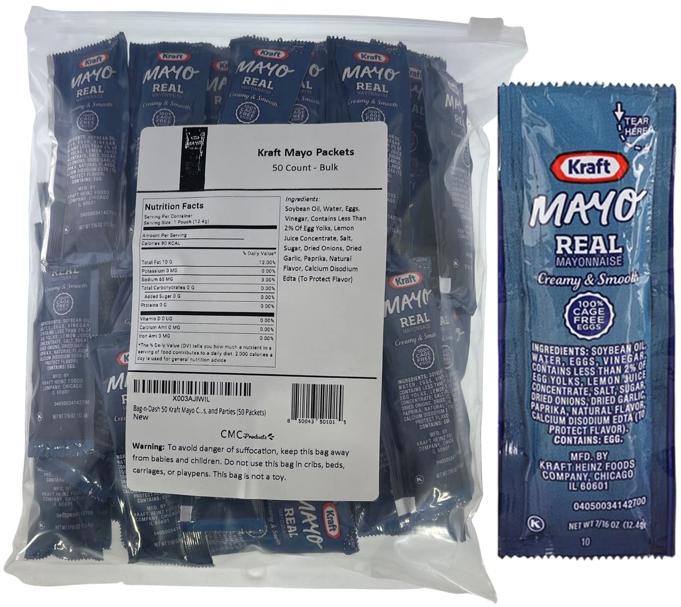 Gift Set: Mayo Packets (12G) – 50 Count With Spreader In Food-Safe Resealable Bag By Cmc Products (Approximately 50 Packets)
