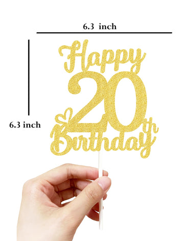 20 Birthday Cake Toppers-Gold Glitter, Twenty Cake Topper, 20 Cake Toppers, 20Th Birthday Decorations,20Th Birthday Cake Topper,