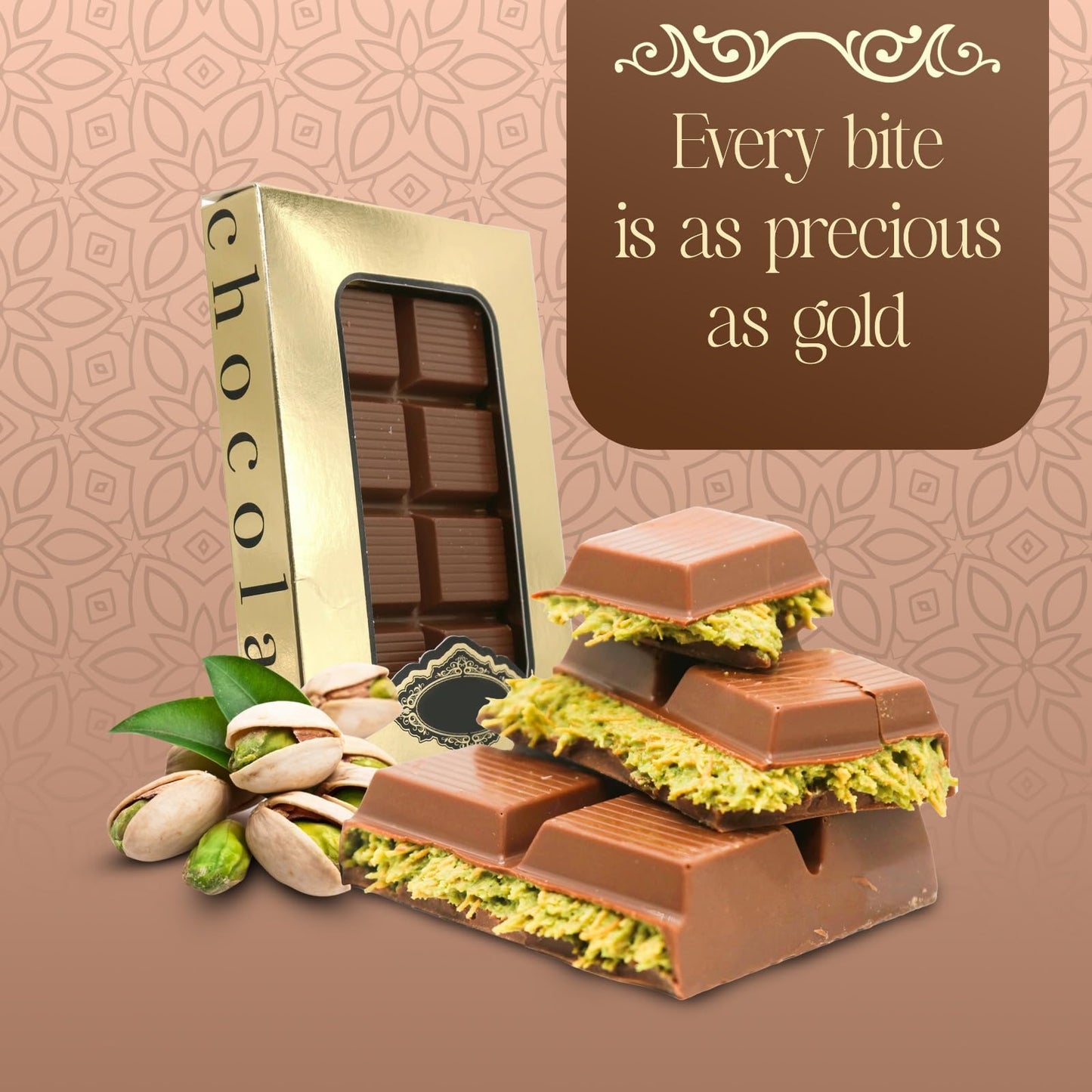 Hastel Viral Dubai Chocolate Pistachio Bars 7 Oz 200 G Smooth Taste Gift For Dessert Lovers Rich Kataifi Flavors Premium Texture