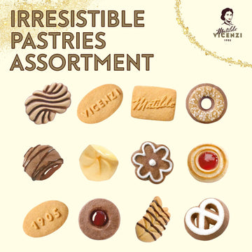 Matilde Vicenzi Minivoglie Shortbread Cookies Gift Tin - Assorted Italian Butter Cookies & Pastries For Gifting, Italian Cookies Gifts For Birthdays, & Special Occasions, Kosher Dairy, Non-Gmo, 17.6 Oz