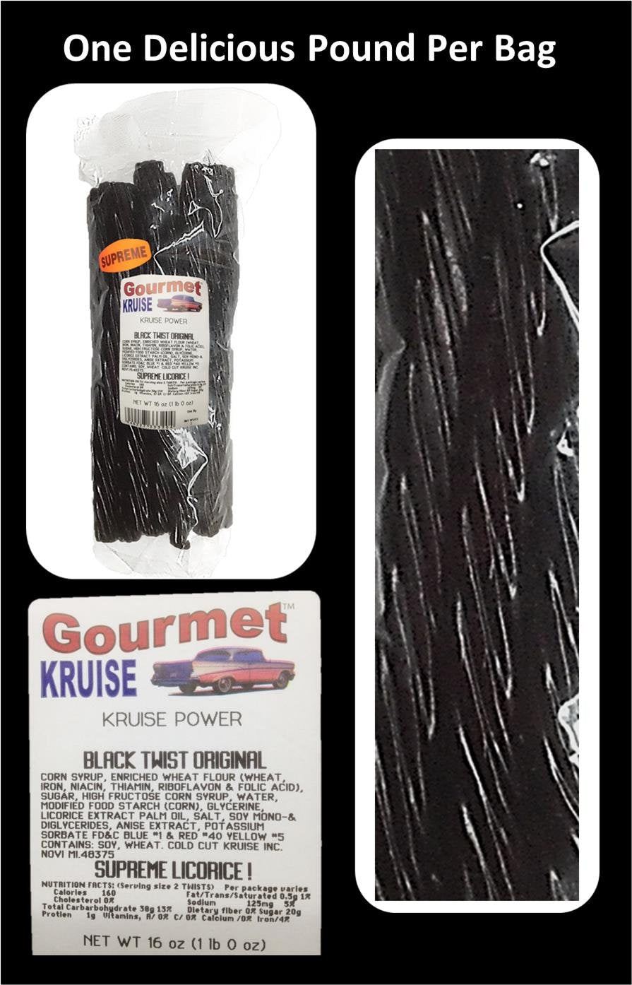 Red Licorice Original Twist 2-1Lb Bags (1) Black Twist Licorice Original 1Lb (Net Wt 48 Oz) Gourmet Kruise Signature Gifts