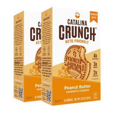 Catalina Crunch Peanut Butter Sandwich Cookies, Healthy Snacks for Kids & Adults, Vegan, Low Sugar 2g, Low Carb, High Protein 4g