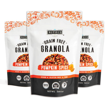 Witzi's Grain Free Granola, Pumpkin Spice, 5oz (Pack of 3), Made with Almonds, Pumpkin & Cinnamon, Vegan, Keto, Gluten Free, Hea