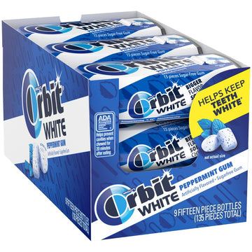 Orbit White Peppermint Sugar Free Chewing Gum, 15 Count (9 Pack)