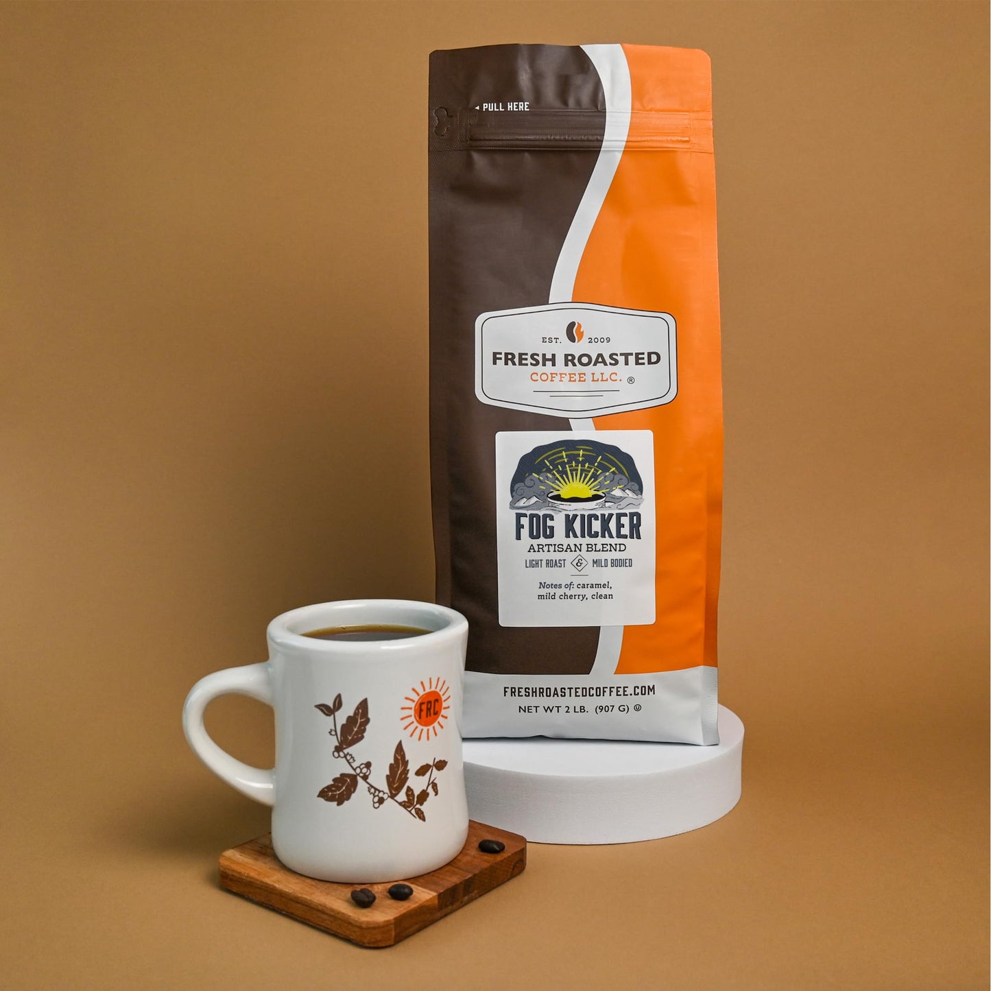 Fresh Roasted Coffee, Fog Kicker, 2 Lb (32 Oz), Light Roast, Kosher, Whole Bean