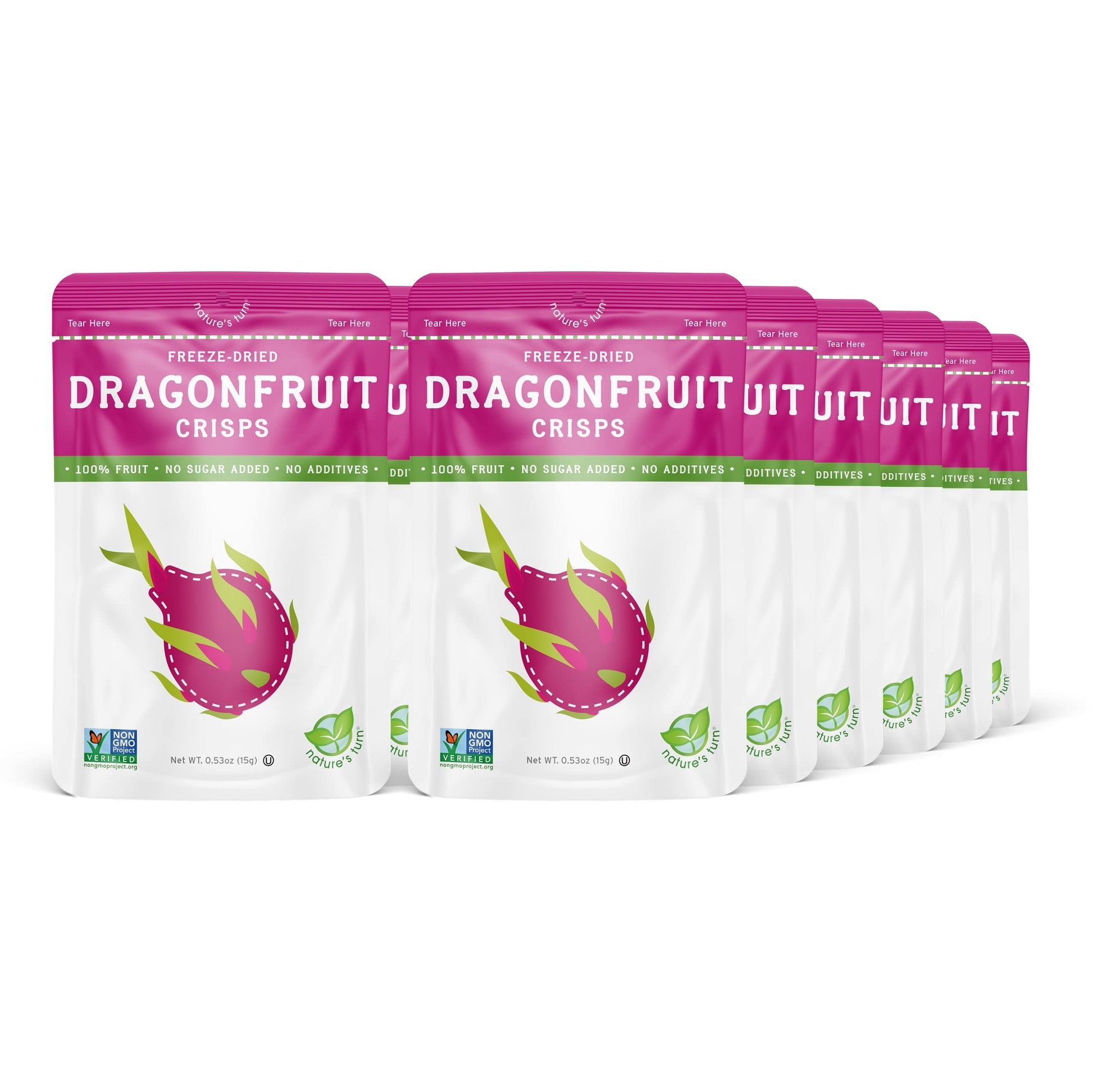 Natures Turn Freeze-Dried Fruit Snacks, Dragon Fruit Crisps, Pack Of 12 (0.53 Oz Each)