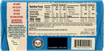 Chocolove Dark Chocolate Peppermint Bars, 55% Cacao, 6 Count, Non-GMO, Rainforest Alliance Certified, 3.2oz Each