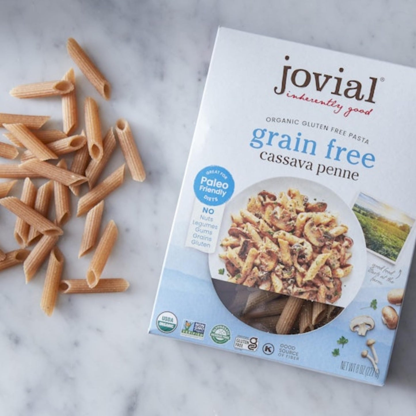 Jovial grain-Free cassava Penne Rigate  cassava Pasta  Paleo Pasta  grain-Free  certified gluten-Free  100% Organic Pasta  USDA