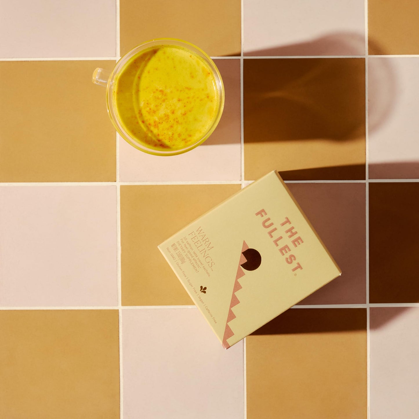 THE FULLEST - Warm Feelings 10-Single Serving Saffron Latte Sachets - Saffron  Cardamom  and Coconut Milk Based Wellness Powder for Mood and Sleep Support  Sugar-Free  Vegan  and Gluten-Free  10 Travel Sachets