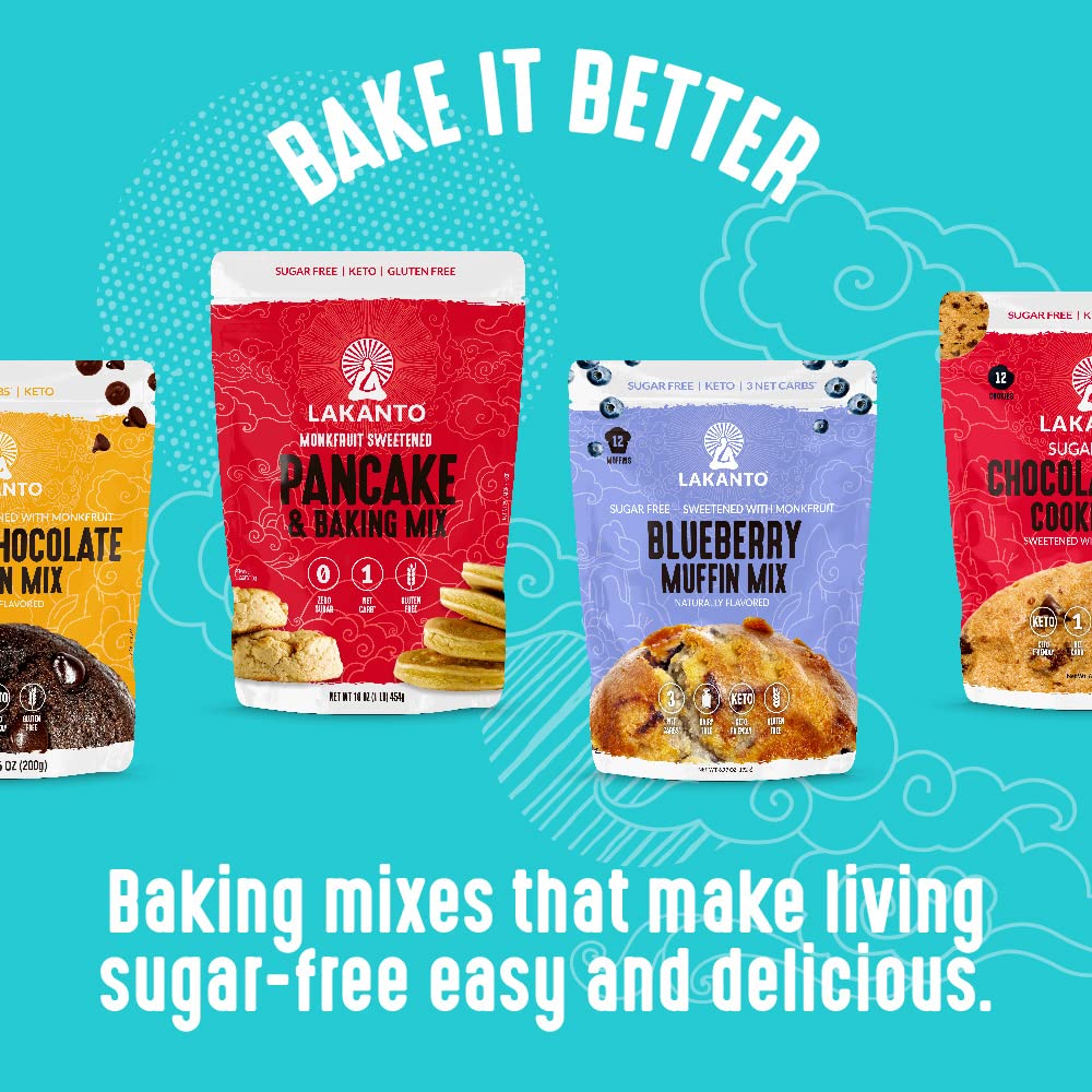 Lakanto Sugar Free Keto Cake Mix - Sweetened with Monk Fruit, Gluten Free, 1 Net Carb, Keto Diet Friendly, Delicious - Vanilla