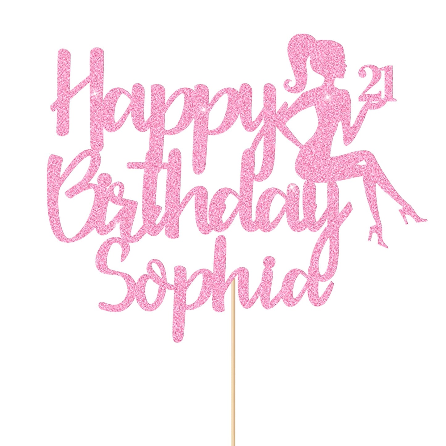 Happy Birthday Cake Topper Personalized Girl Cake Topper Cake Decorations Birthday Glitter Cake Toppers Gifts for Her Girls with