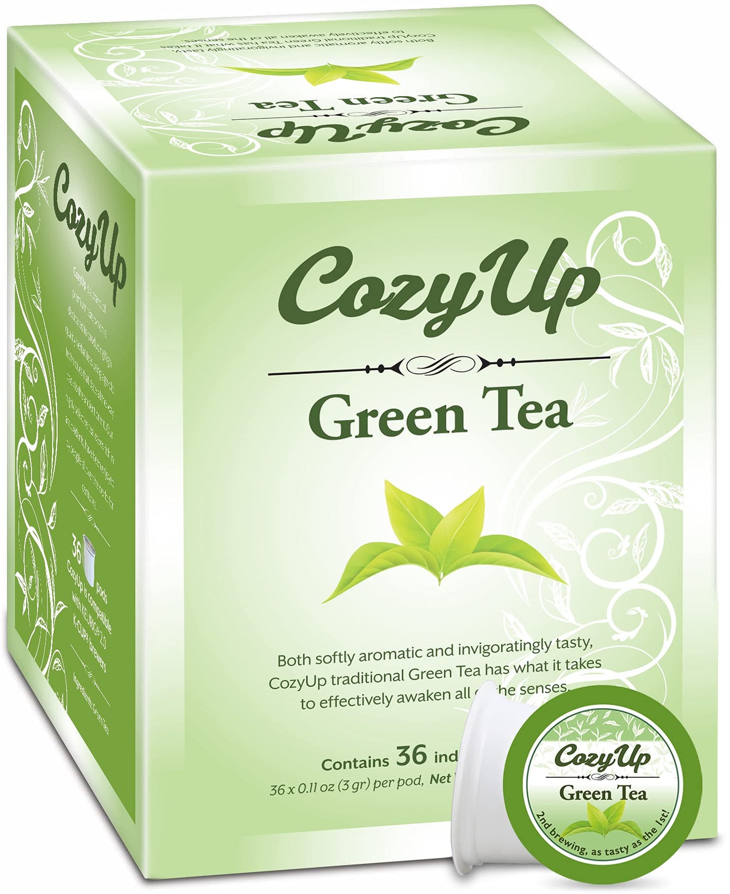Cozy Up Green Tea Pods for Keurig K-Cup Brewers, 36 Count, Model TE-01A-1