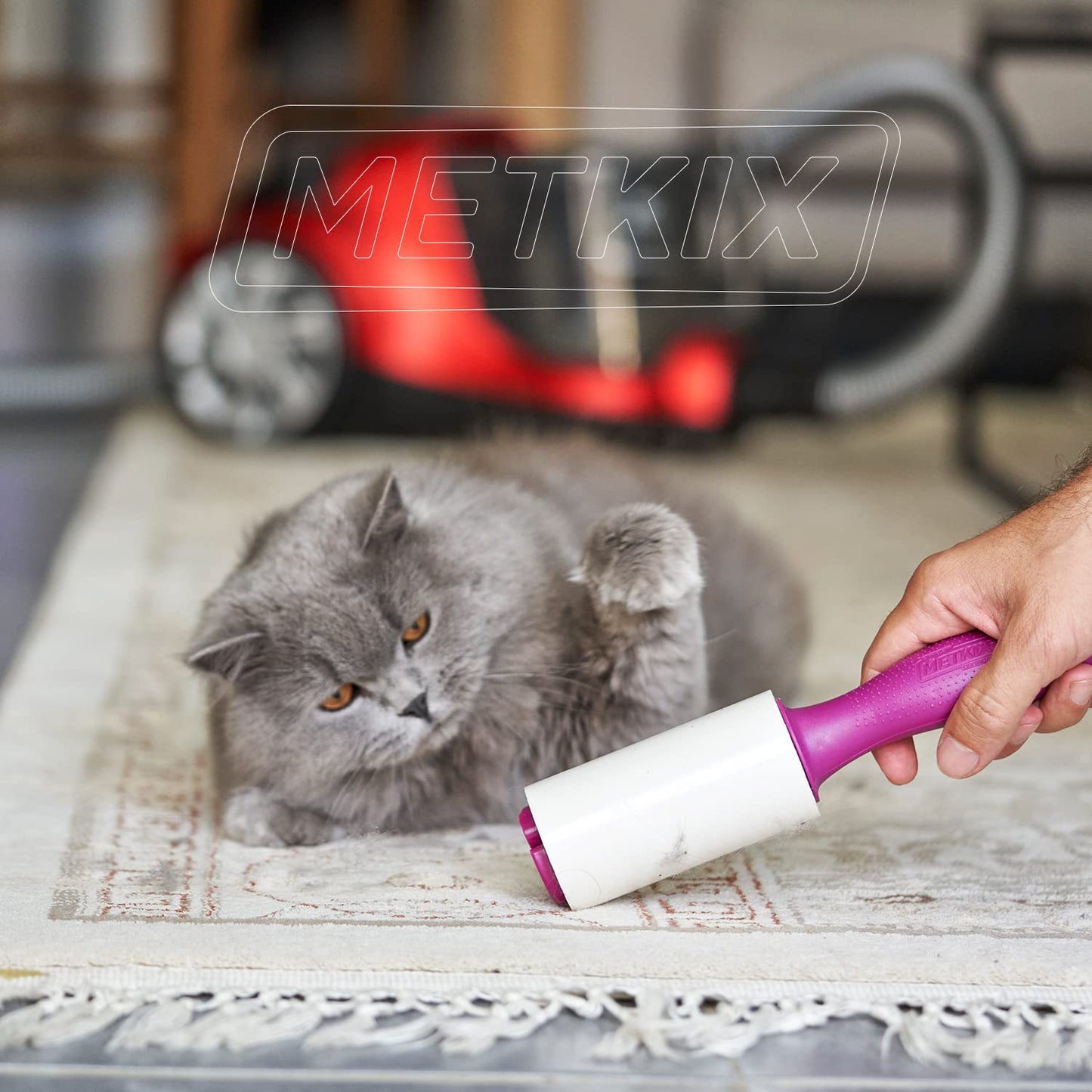 Metkix Lint Rollers For Pet Hair Extra Sticky, Special Cover Design, Pet Hair Remover, Mega Value 600 Sheets & 2 Protective Cove