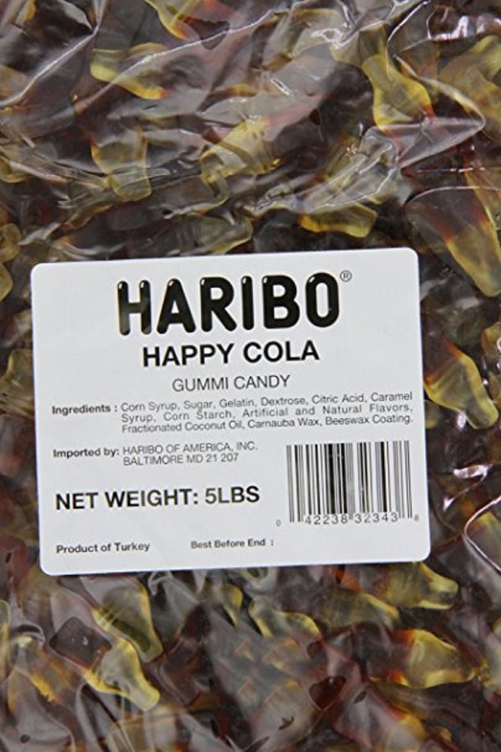 Haribo Gummi Candy, Happy-Cola, 5 Pound