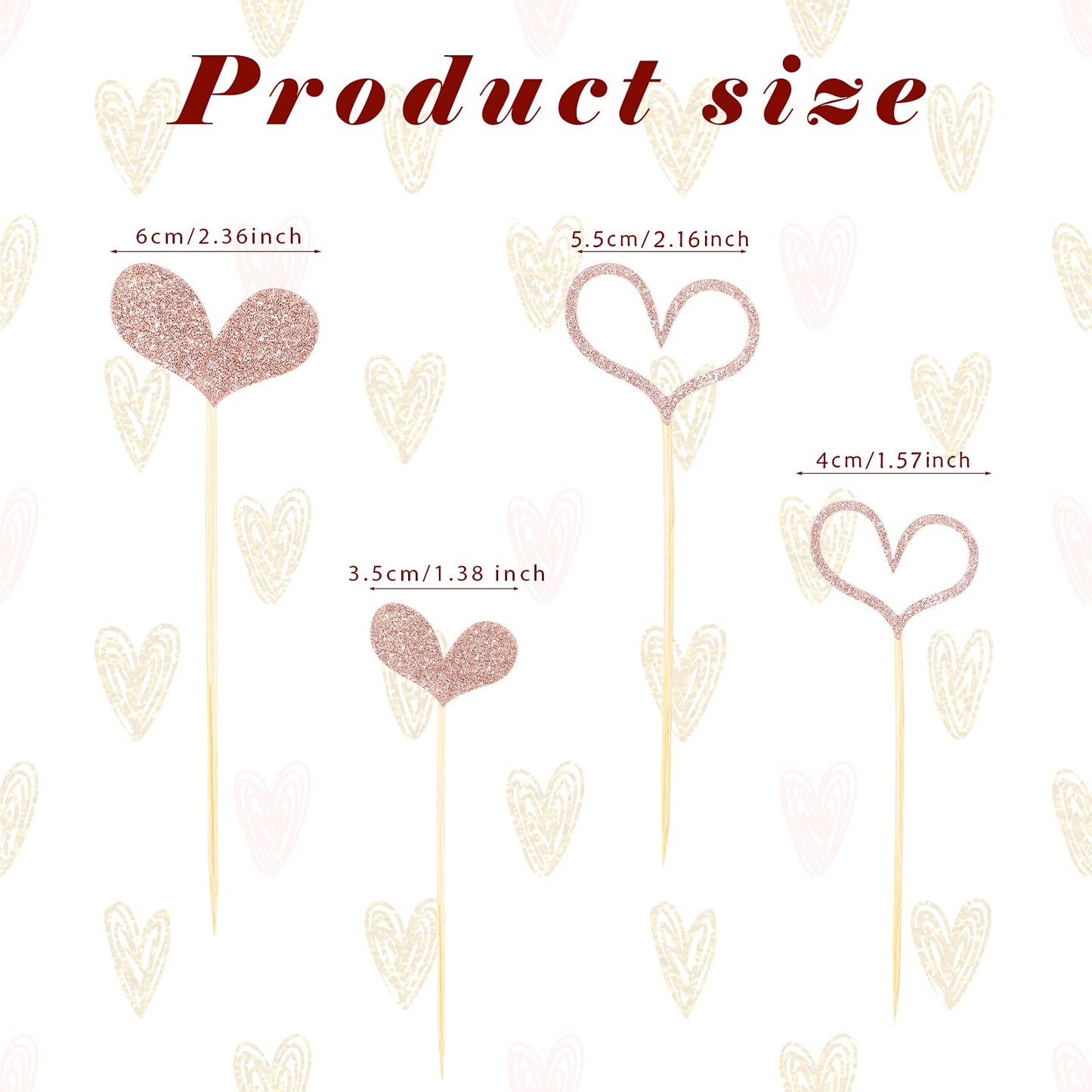 Fuutreo 48 Pcs Glitter Heart Cupcake Toppers Wedding Cupcake Picks Love Birthday Cake Decorations Heart Toothpicks For Wedding B