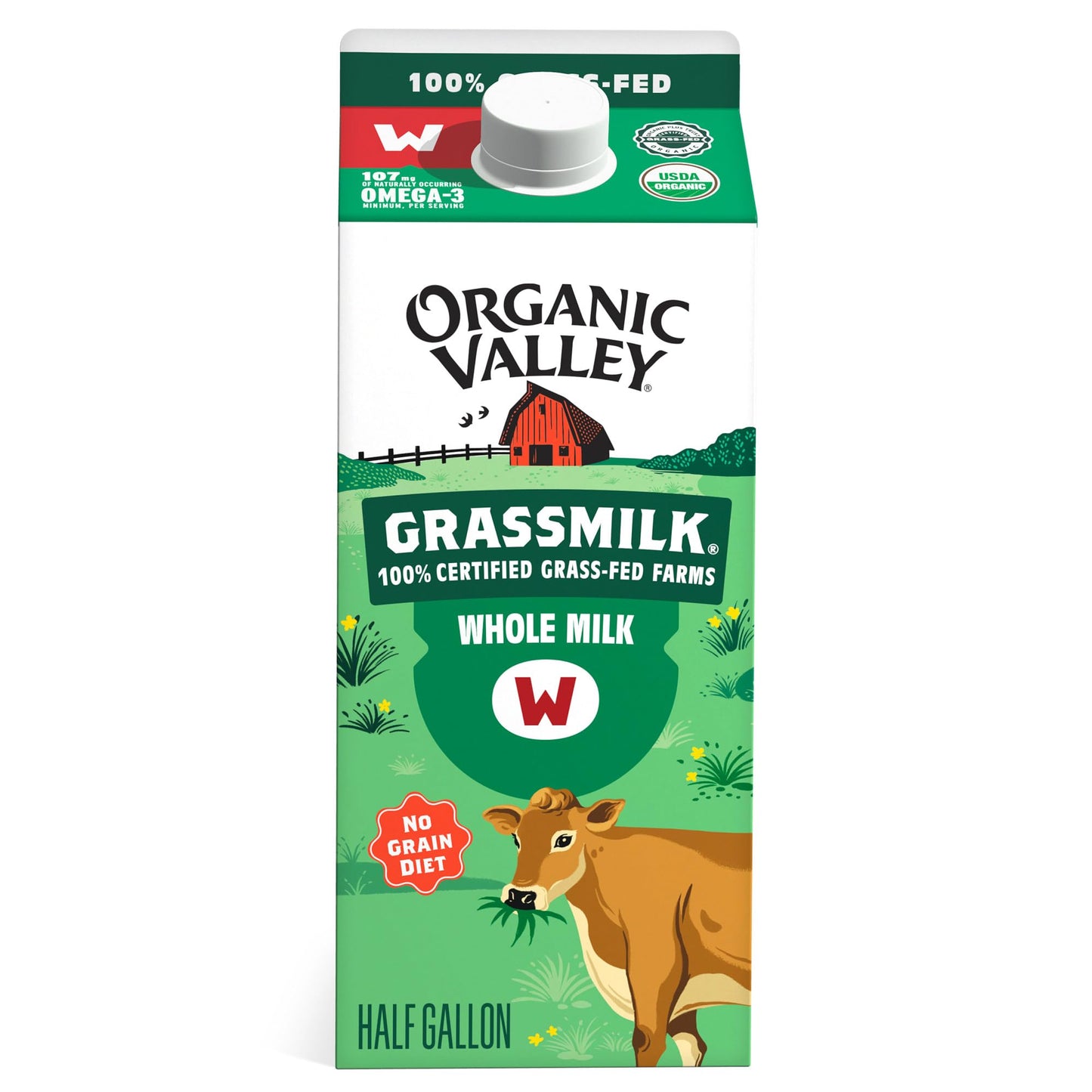 Organic Valley Grassmilk Organic Whole Milk - Organic, Grass Fed, Non GMO - 64 oz (Half Gallon)