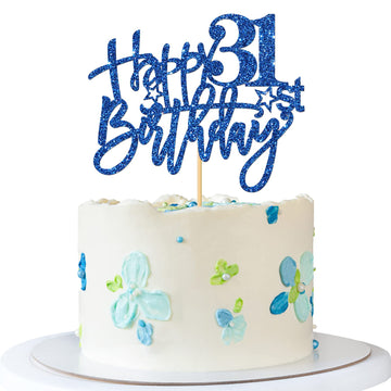 Roadsea Happy 31St Birthday Cake Topper - Girl Boy 31 Years Old Birthday Cake Supplies - 31St Birthday Party Decorations - Blue