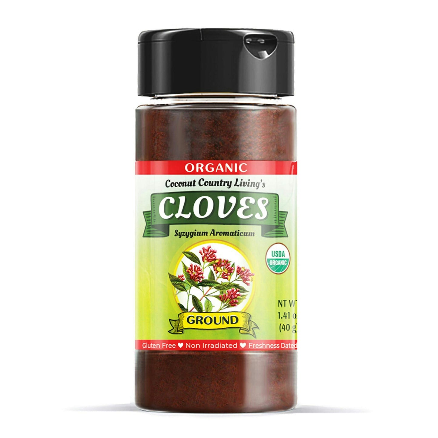 Coconut Country Living Organic Ground Cloves Powder, Fair Trade, 1.59 oz Glass Bottle