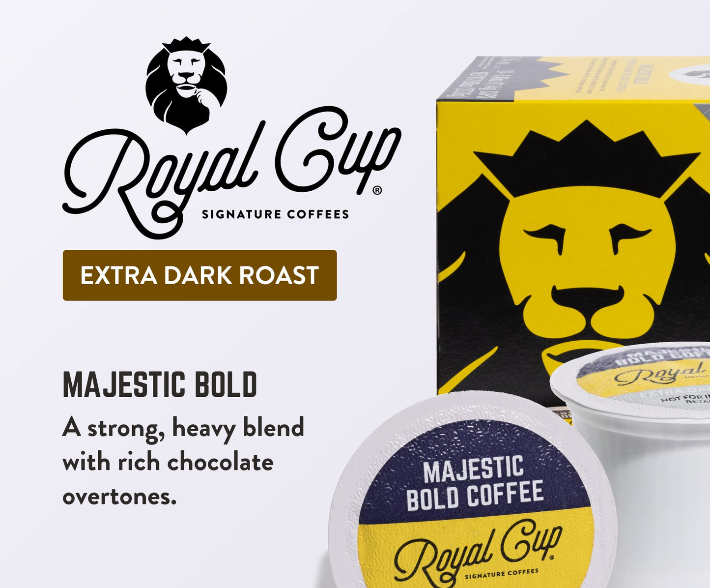 ROYAL CUP SIGNATURE Coffee - Majestic Bold Extra Dark Roast compact pieces - 24 Count